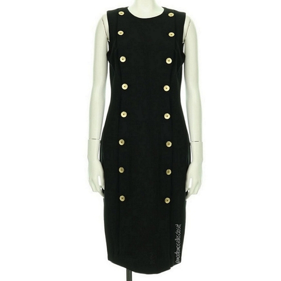Calvin Klein Dresses & Skirts - RARE Calvin Klein Black Button Trim Dress Sz 10